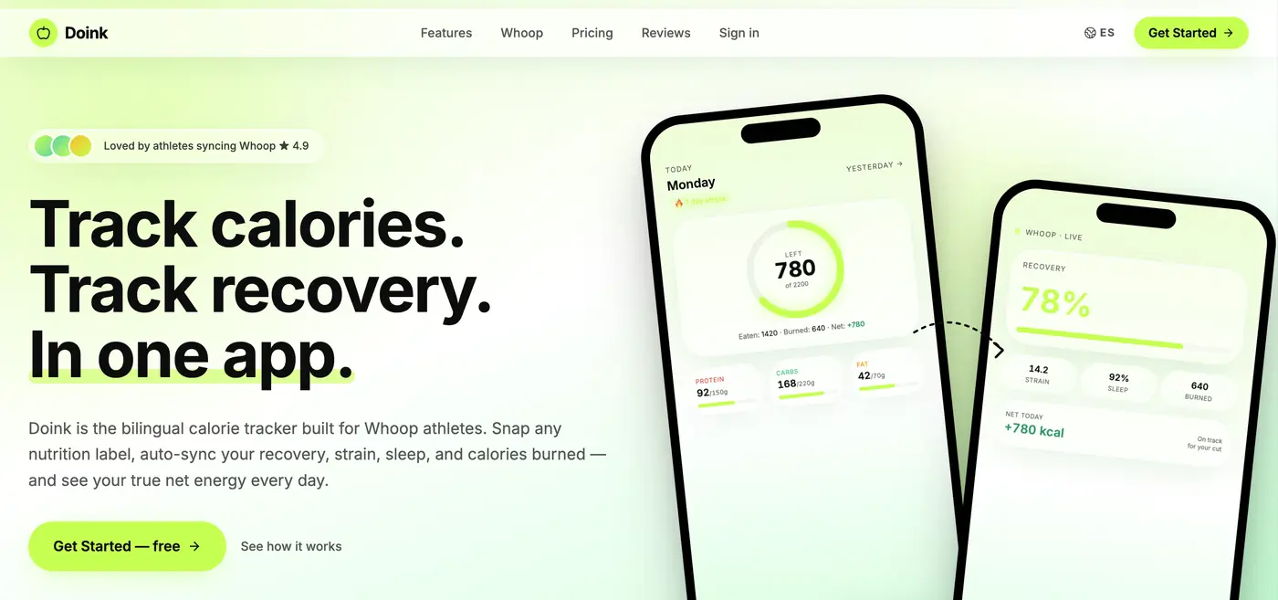 Home page of the Doink app